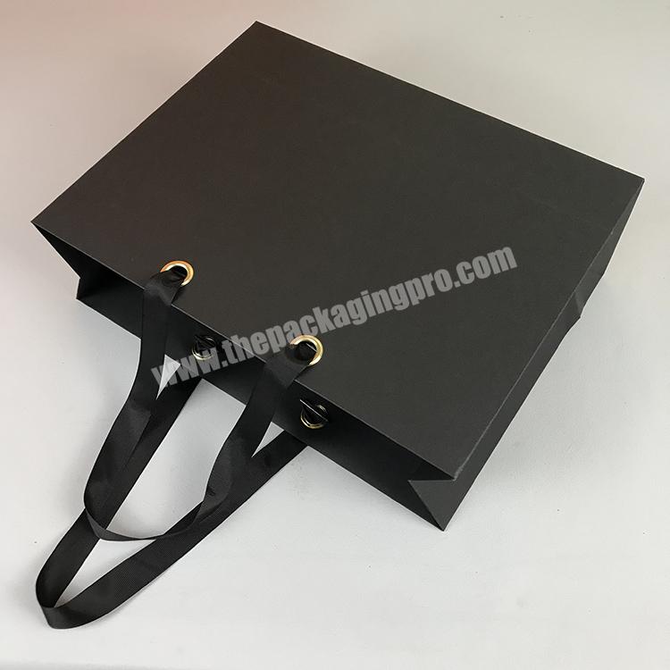 Folded Top Paper Bags Black Ribbon Handles