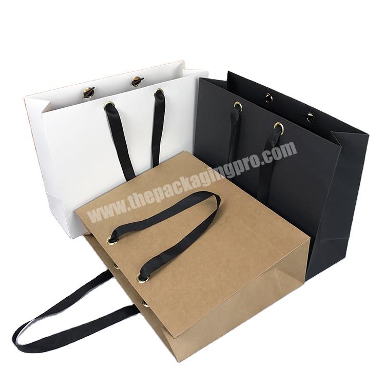Lipack Retail Luxury Cardboard Paper Shopping Bag Plain Custom Logo Tote Bags With Metal Eyelets Grommets