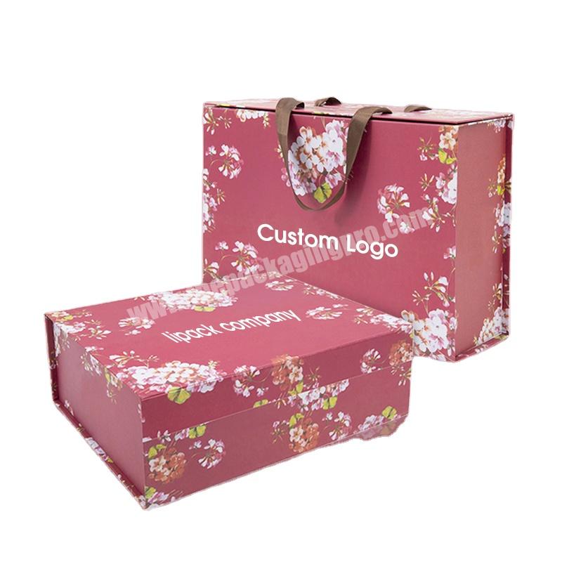 Lipack Ribbons Gift Paper Packing Boxes Clothes Paper Suitcase Box With Handle