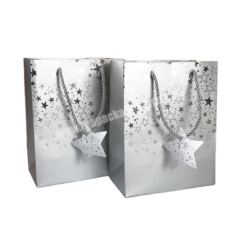 Lipack Wholesale Custom Low Price Silver Paper Bag Birthday Silver Gift Bag