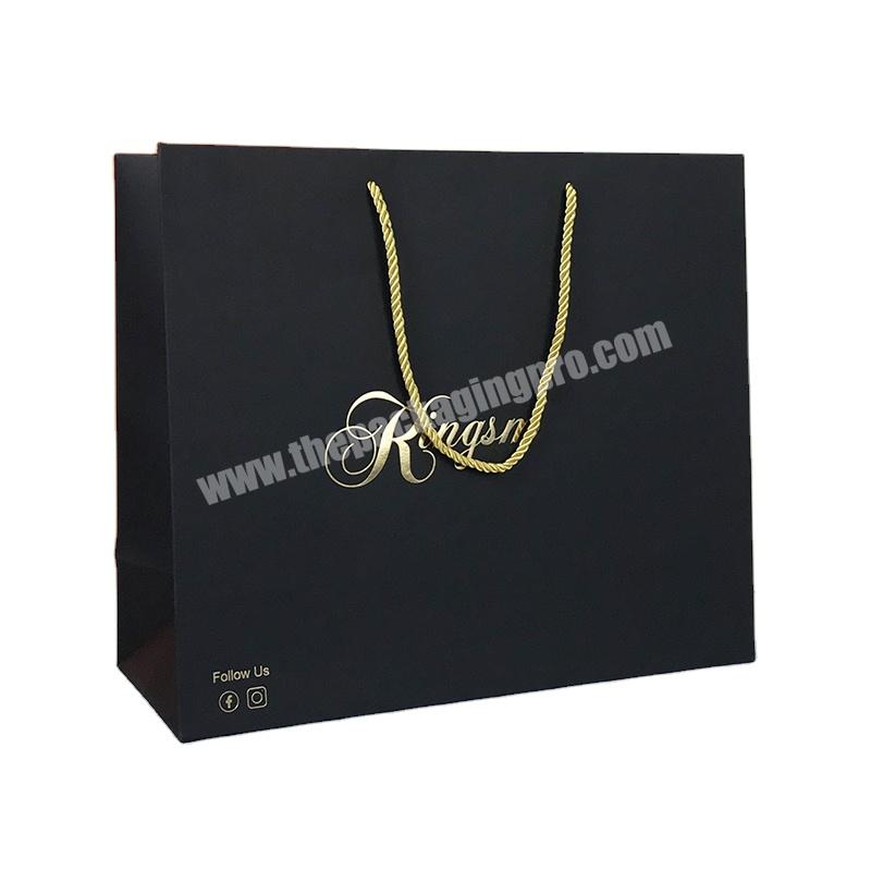 Lipack Wholesale Luxury 200Gsm Matt Laminated Black Shopping Paper Bag Gold Foil Logo Cardboard Paper Gift Bags