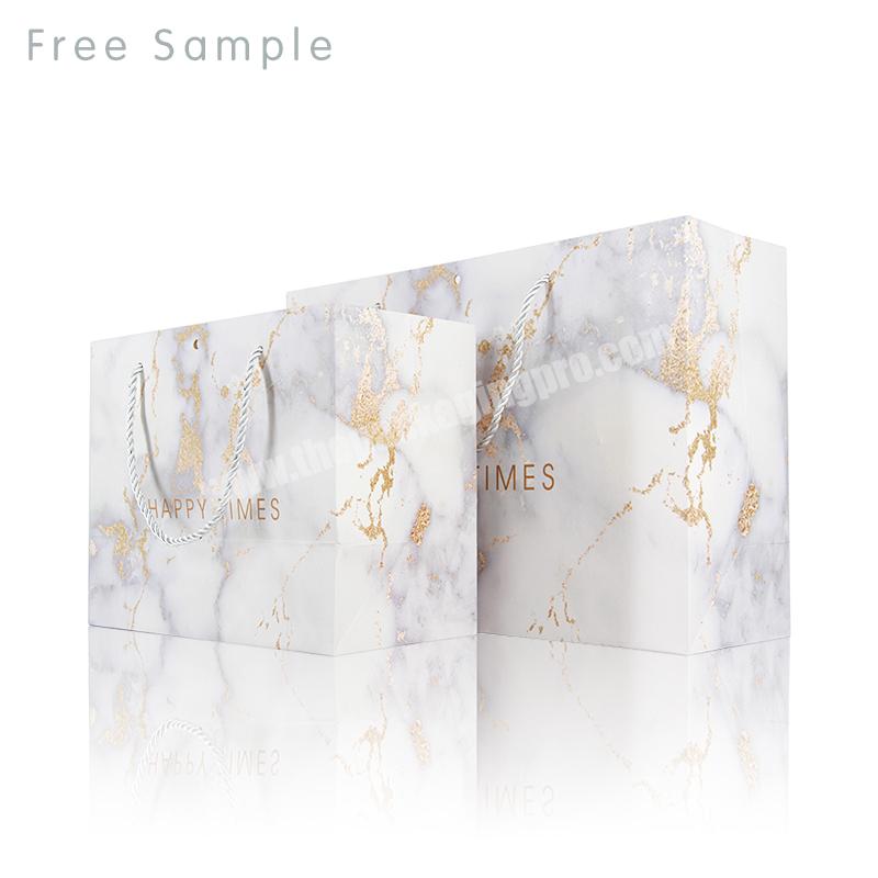 Lipack Wholesale Luxury Design Sublimation Paper Bag Grey Marble Paper Gift Bag With Twisted Handle