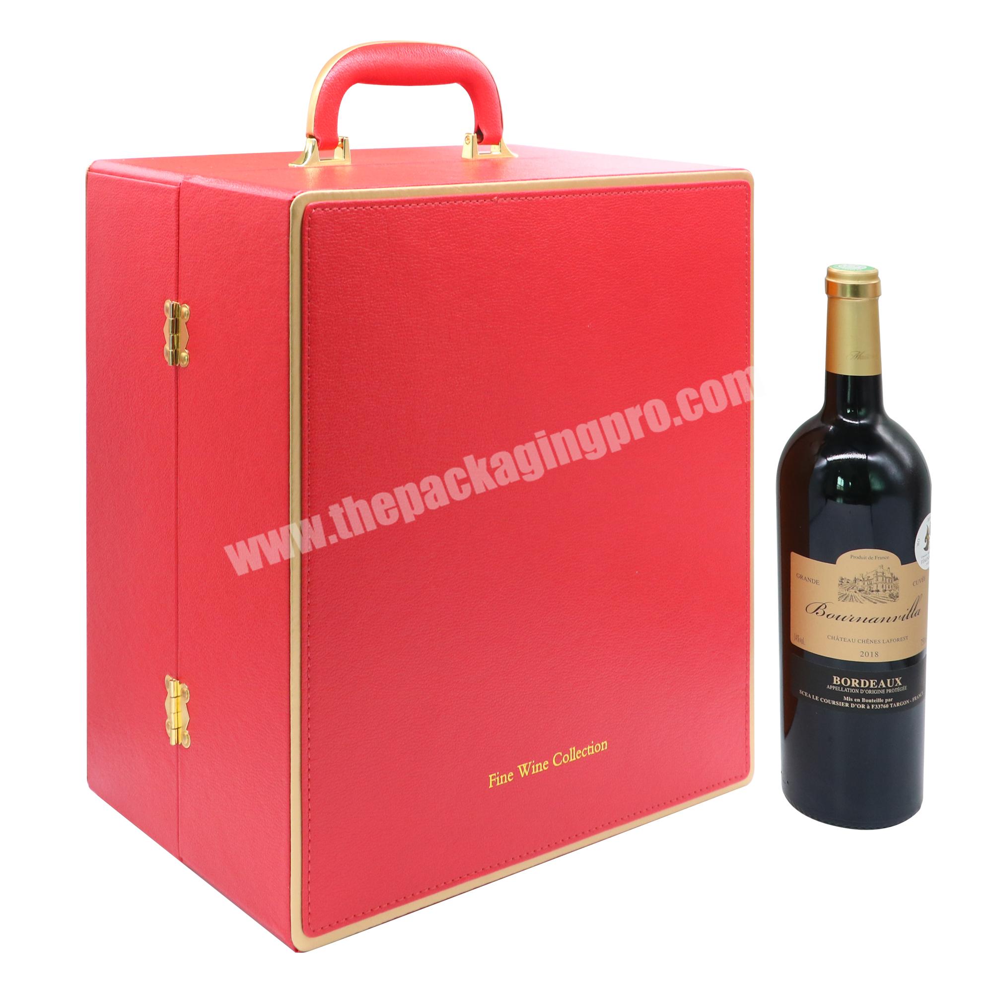 Low price luxury wine with handle box stem wine glasses logo box wine packaging boxes