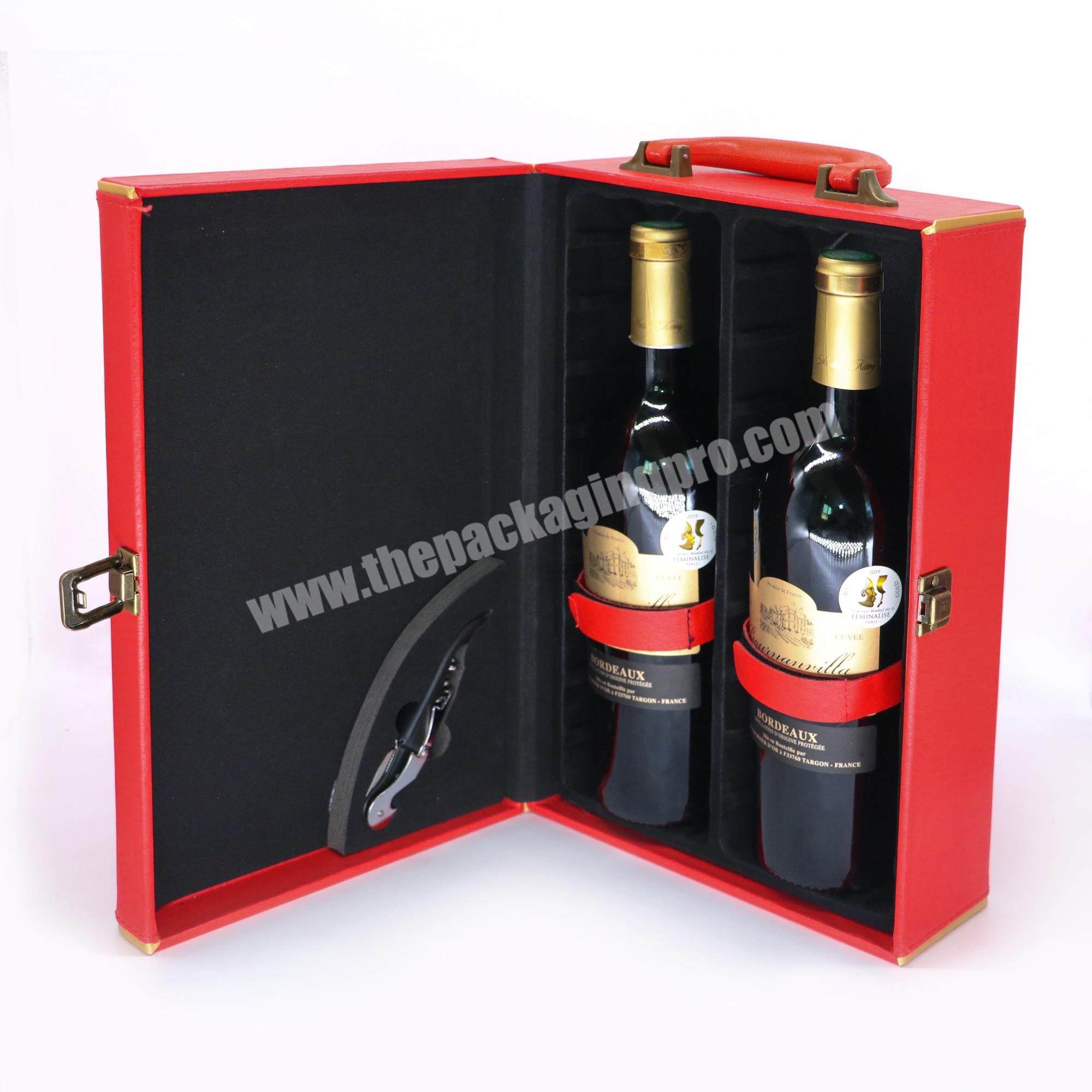 Low price wine opener gift box portable wine gift leather box wine boxes packaging