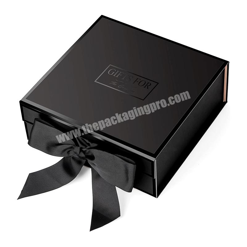 Luxury Black Gift Boxes with Magnetic Lid Elegant Bridesmaid Gift Box White Candle Set Custom Box Packaging with Ribbon