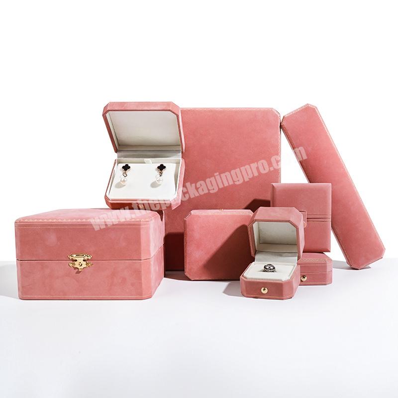 Luxury Custom Design Ring Jewelry Octagon Packaging Paper Box Velvet Necklace Gift Jewelry Box Set