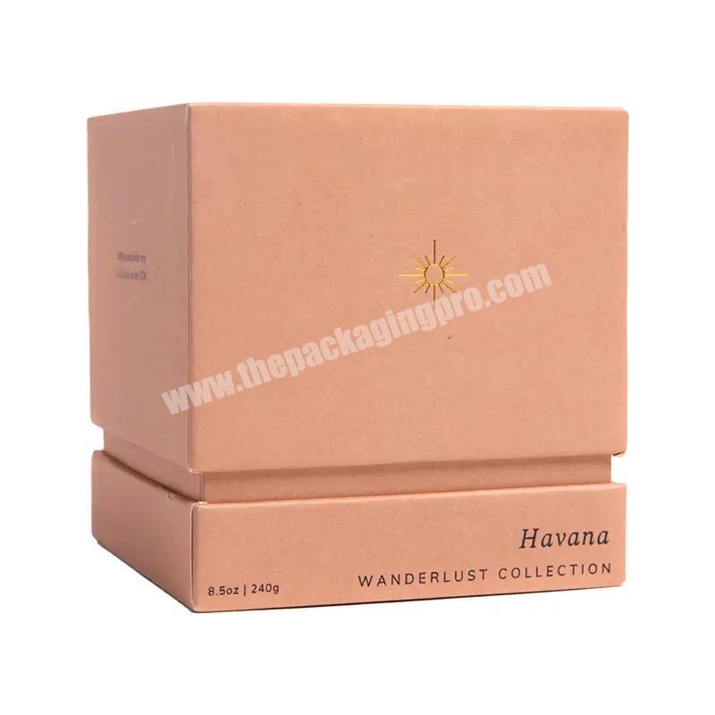 Luxury Custom Gift Paper Candle Box Packaging Jar With Lid Empty Wholesale Square Rigid Candle Packaging with Gold Foil Logo