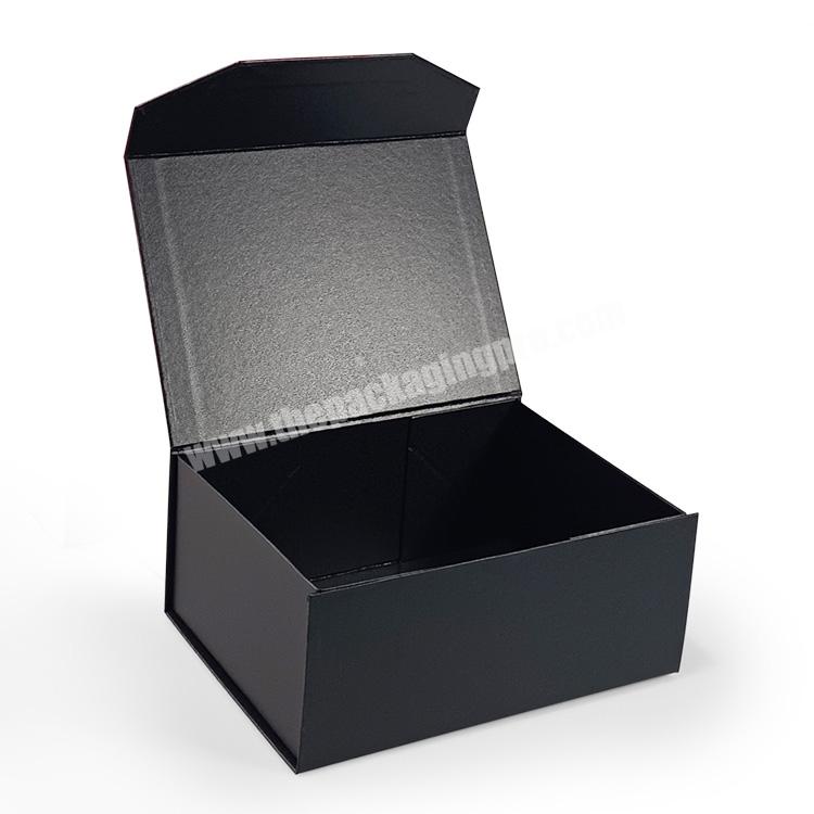 Luxury Custom Logo Printed Recycled Cardboard Flat Foldable Paper Gift Boxes Packaging Magnetic Closure Black Shoe Packaging