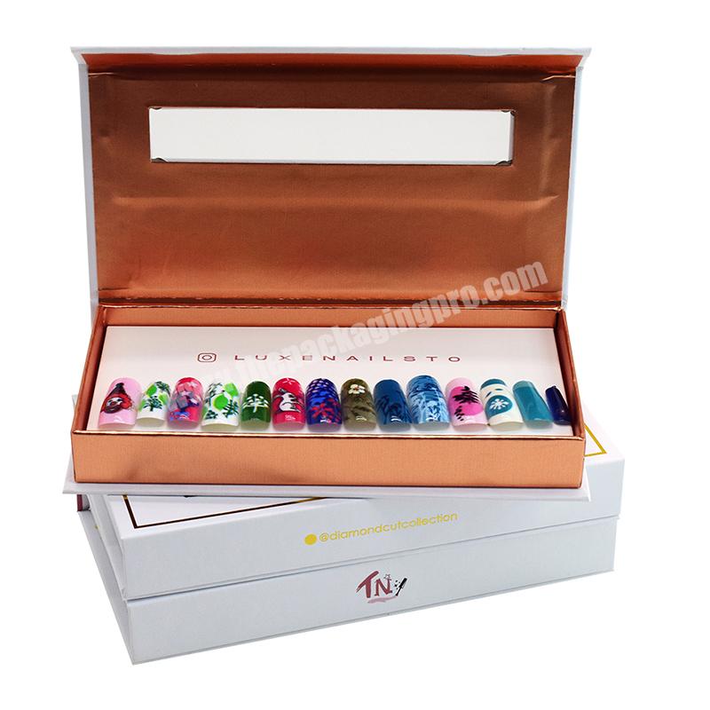 Luxury Custom press on nails package box magnetic artificial fingernails packaging box with paper insert