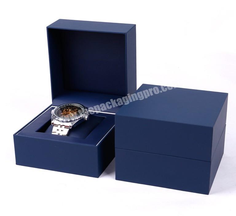 Luxury Design High Quality Custom Logo Blue Leather Paper Gift Packaging Single Watch Box for Man's Watch