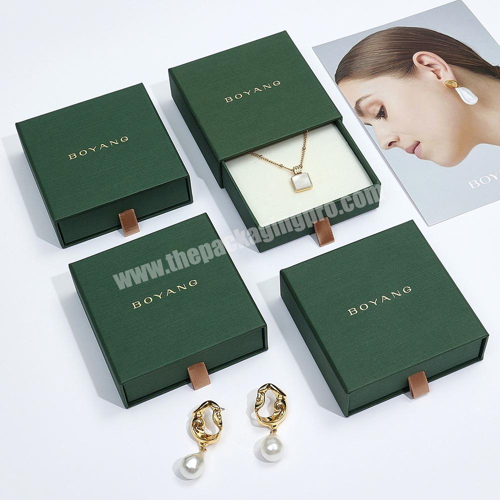 Luxury Drawer Gift Paper Cardboard Bracelet Earring Necklace Ring Packaging Jewelry Box