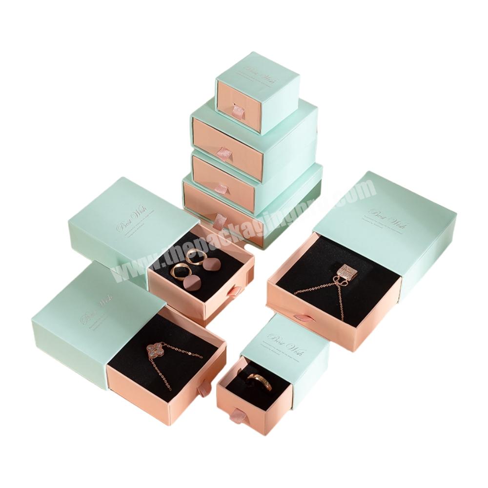 Luxury Drawer Gift Paper Cardboard Custom Logo Printed Bracelet Earring Necklace Ring Packaging Jewelry Box