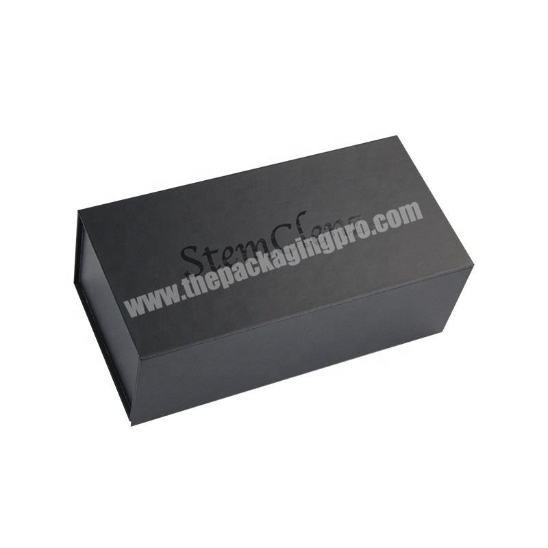 Luxury Elegant Black Folding Gift Box Magnetic Lid Packaging Box With UV Logo
