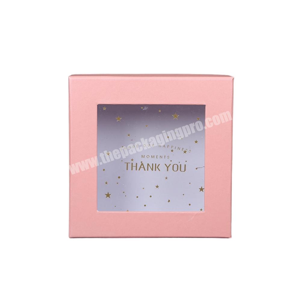 Luxury Pink Cardboard Clothes Scarf Towel Packaging Folding Paper Gift Box with Clear Window