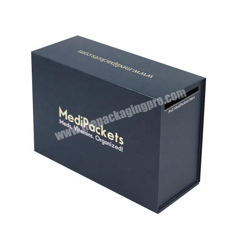 Luxury Rigid Paper Rectangle Cardboard Gift Packaging Folding Magnetic Box with Gold Foil Logo