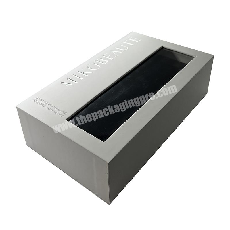 Luxury Shirt Apparel Gift Customized Window Paper Packaging Magnetic Hinged Rigid Cardboard Box with Transparent Lid