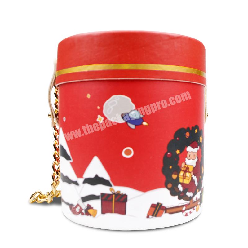 Luxury Unique Design Custom Christmas Red Color Round Tube Cardboard Paper Box For Gift Packaging With Logo