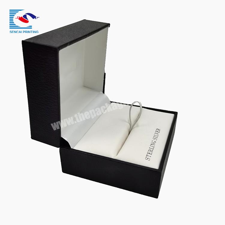 Luxury black PU leather jewelry box with white velvet