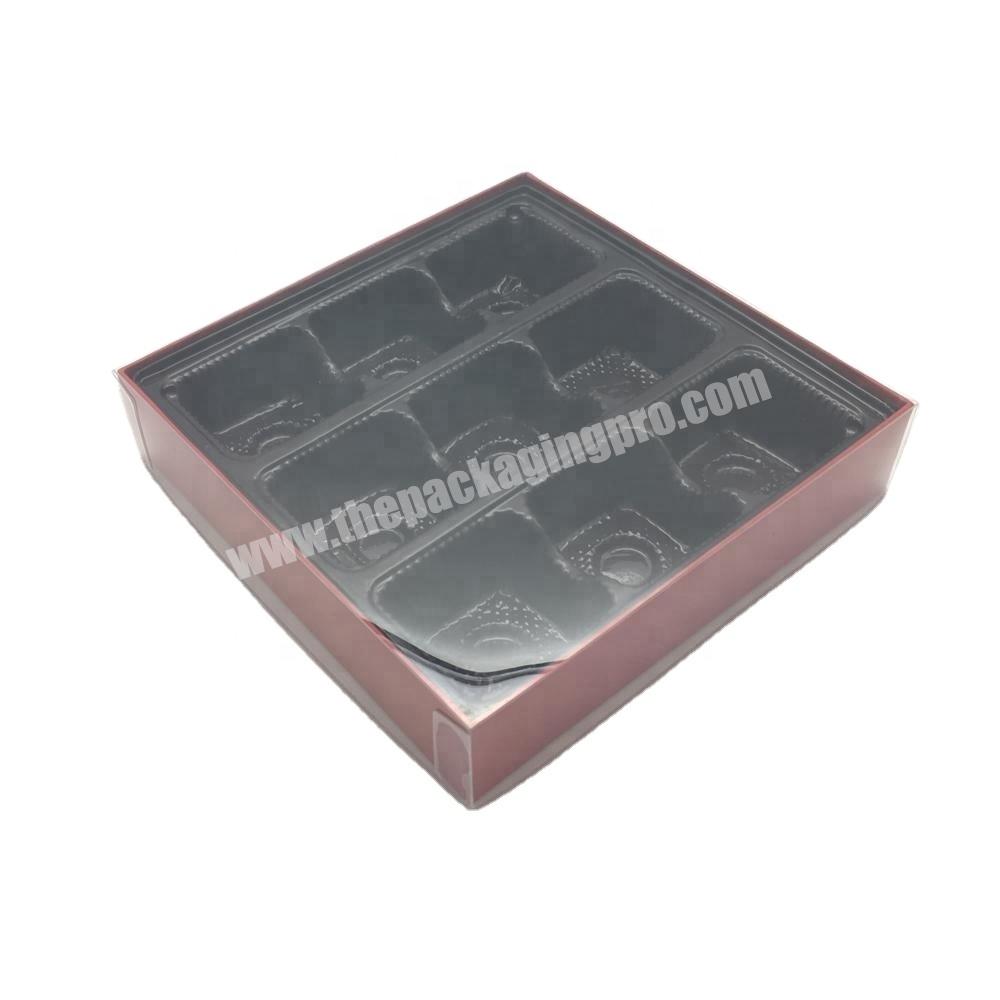 Luxury chocolate gift box with diviers empty chocolate box packaging with clear lid cheap square paper box