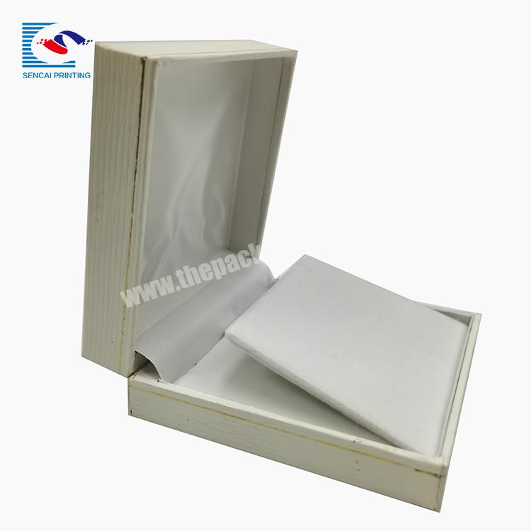 Luxury custom logo white marble rigid Cardboard Necklace Jewelry Box