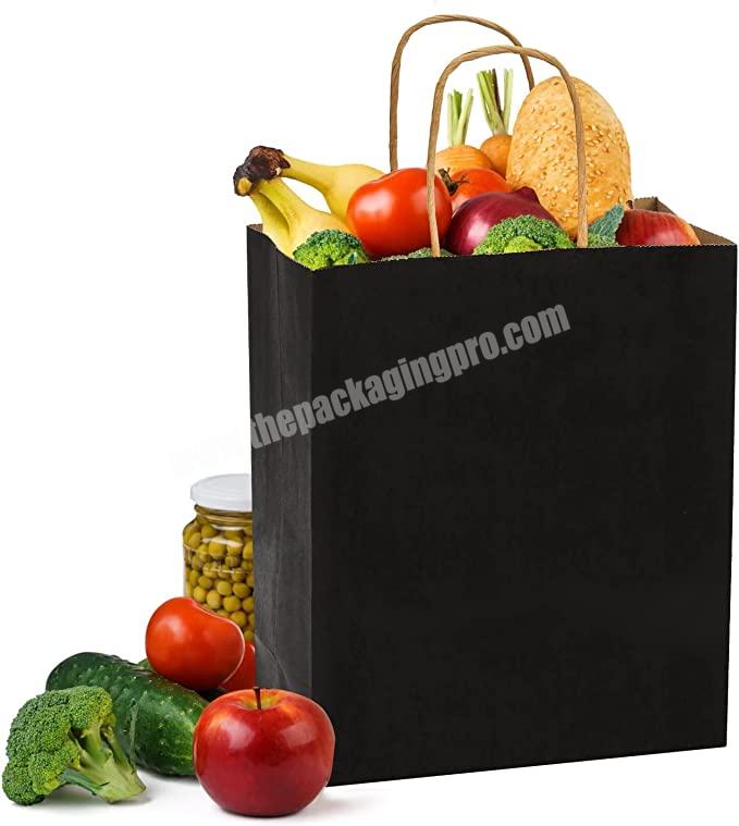 Luxury customised printed kraft paper food shopping carrier bag flat bottom with twisted paper handle