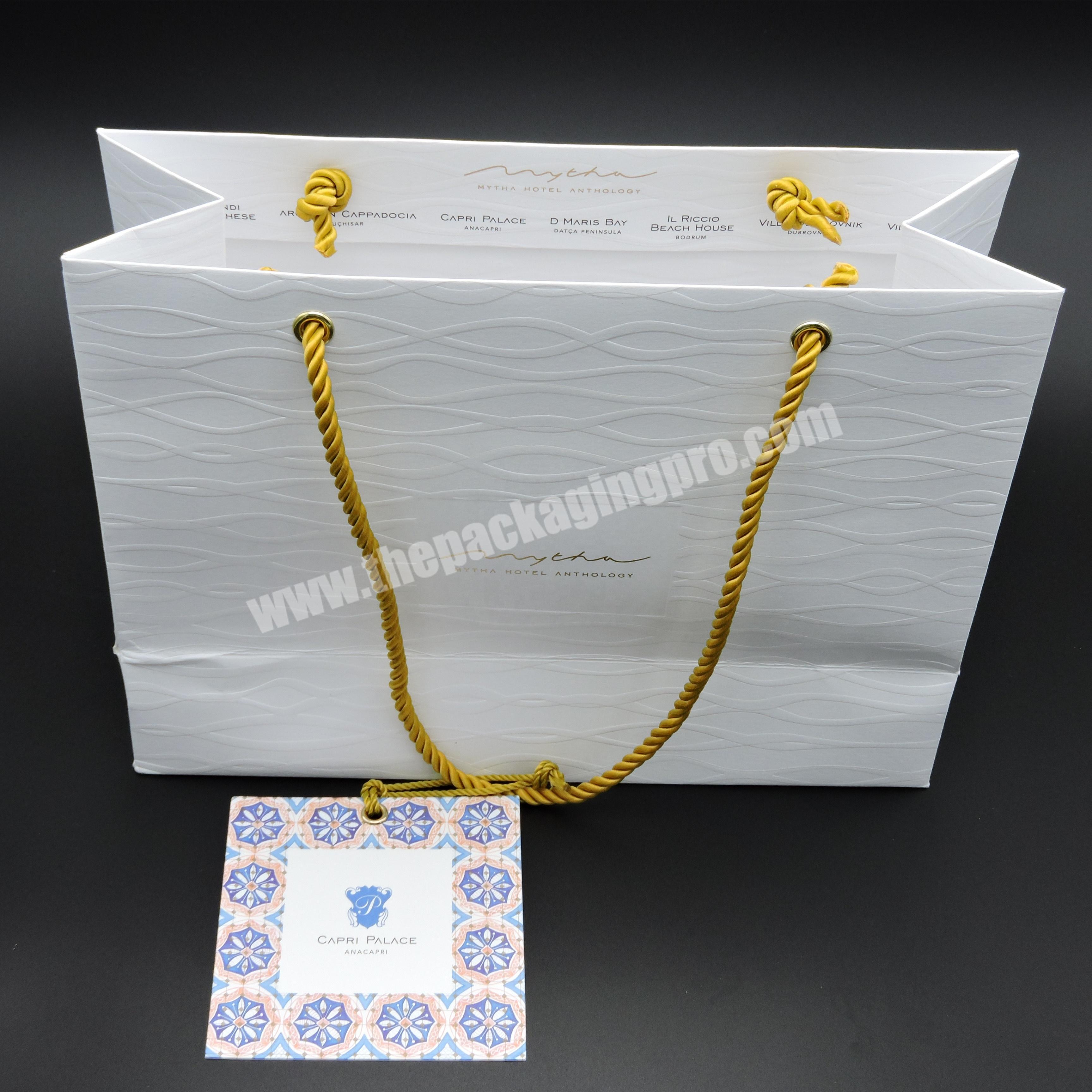Luxury customized hotel paper bags branded paper bag clothes packaging paper bags