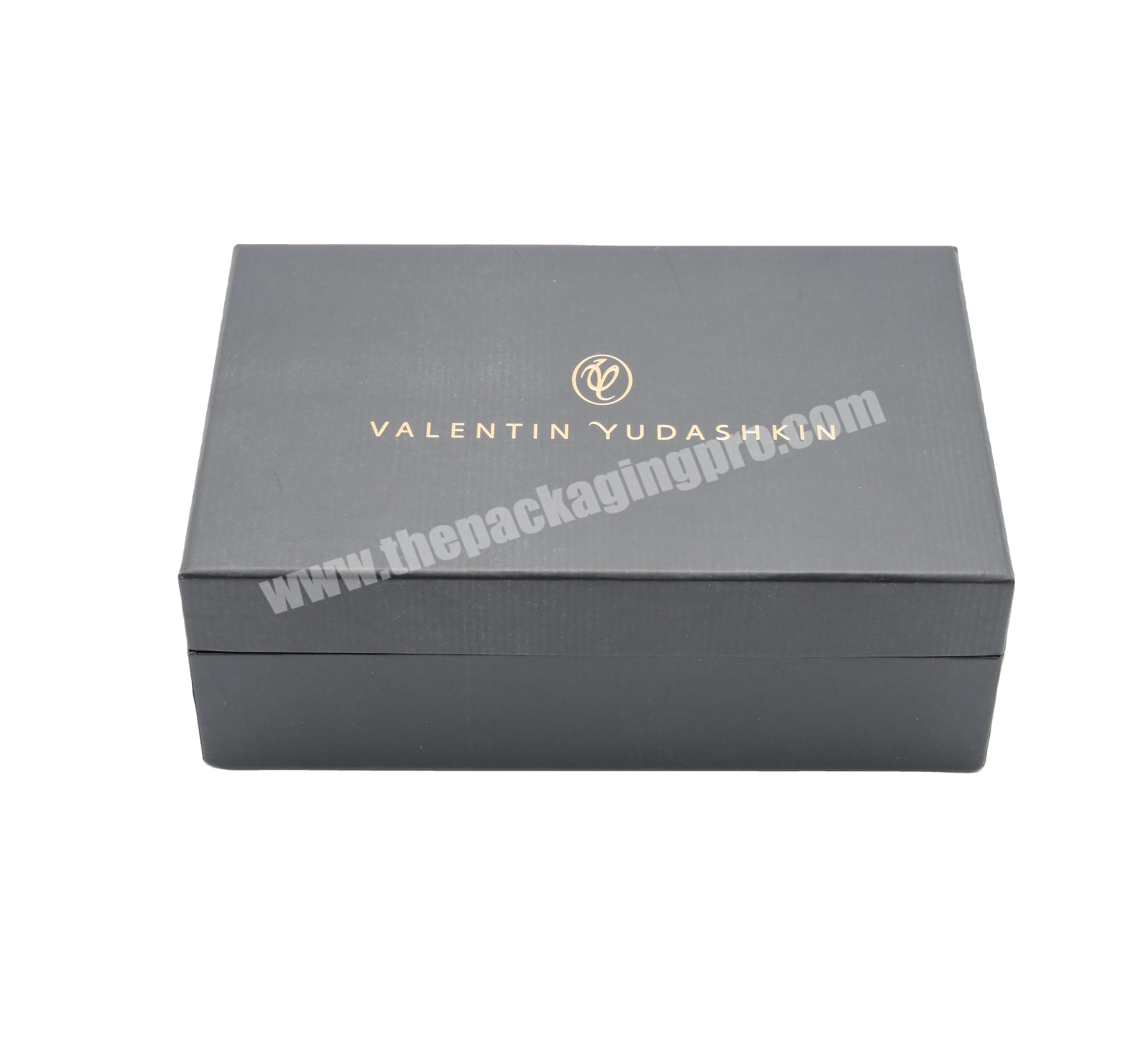 Luxury gift packaging box for apparel custom gold foil garment clothing packaging box cardboard lid and base paper boxes