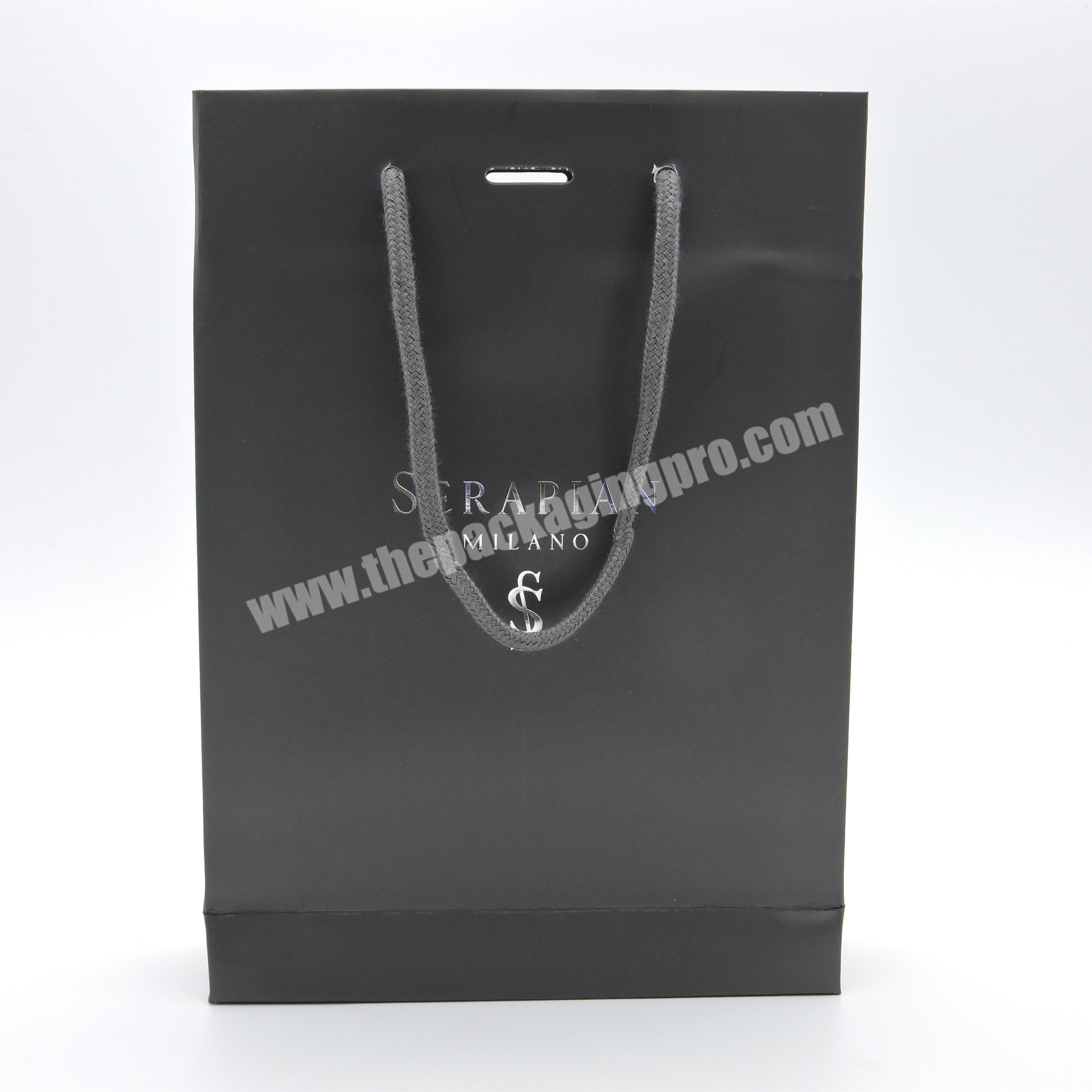 Luxury shopping black paper bag branded paper bags shopping carrying bag