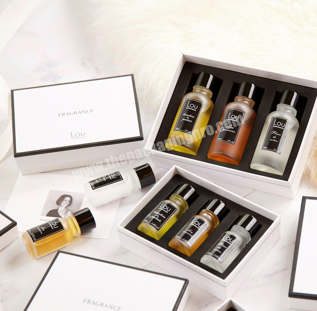 Luxury wholesale rigid packaging fragrance perfume gift box with foam insert