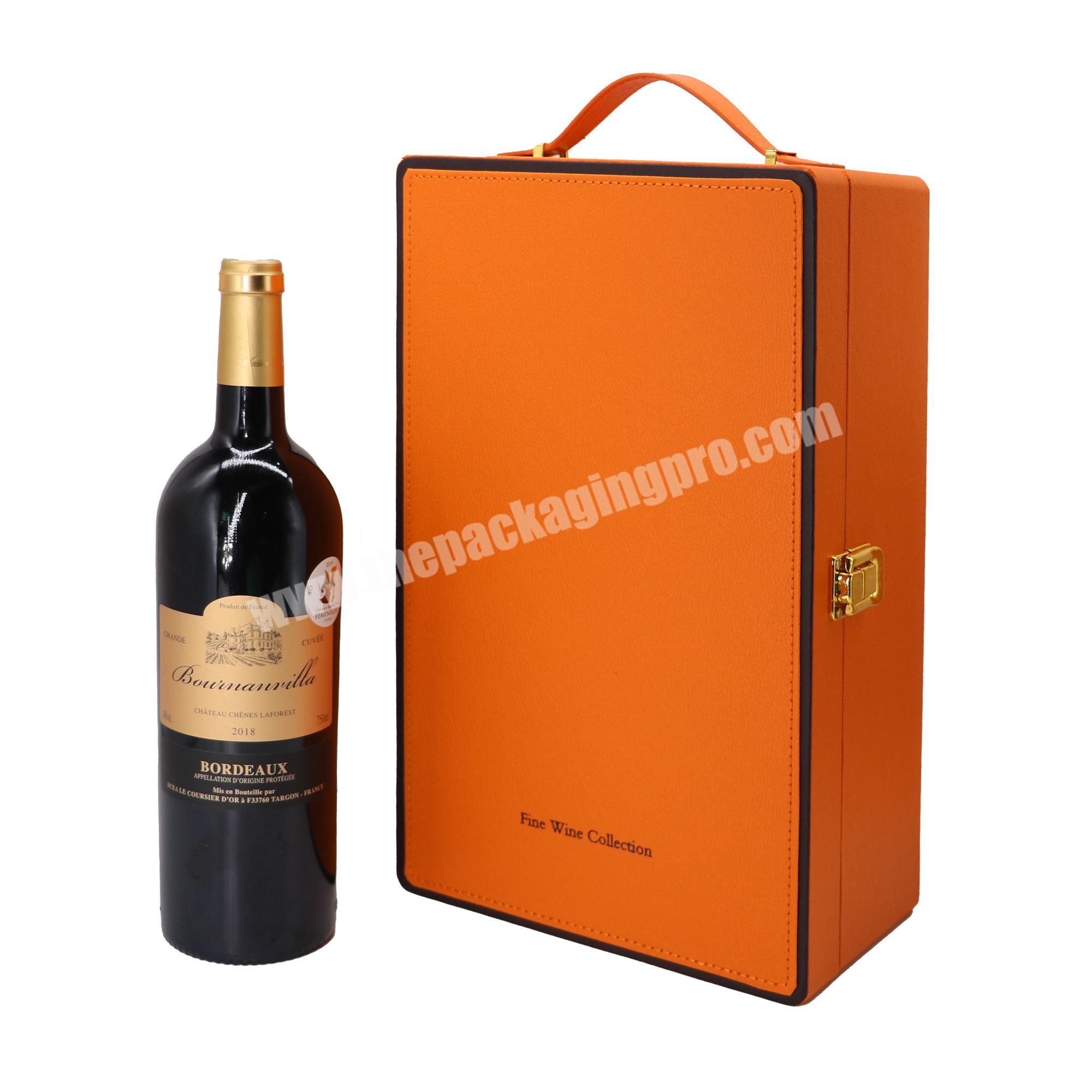 Luxury wine bottle packaging box custom bottle 2 wine gift box with accessories