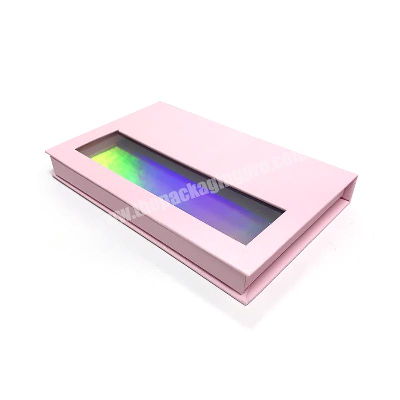 Magnetic Closure Customized Pink Color Rigid Cardboard Line Up False Eyelashes Packaging Paper Box
