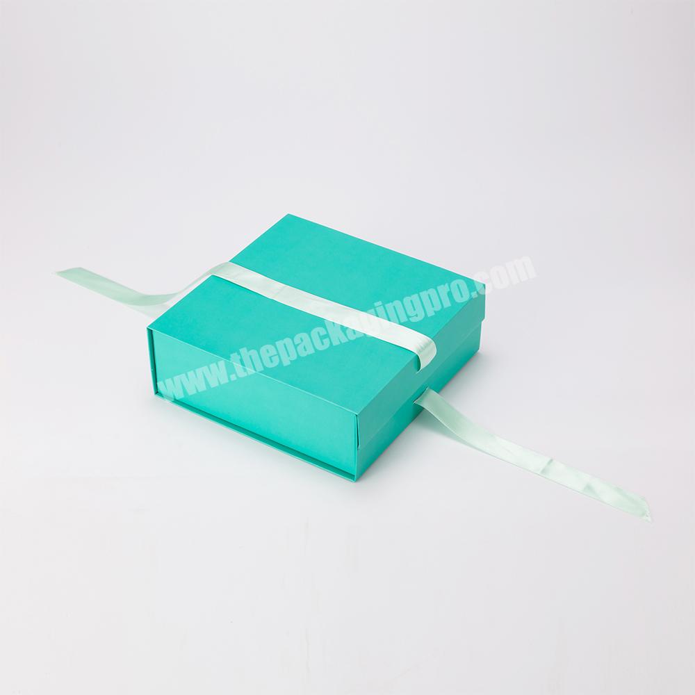 Magnetic Gift Boxes Wholesale Turquoise Textured Folding Magnetic Rigid Box Magnetic Box Pape