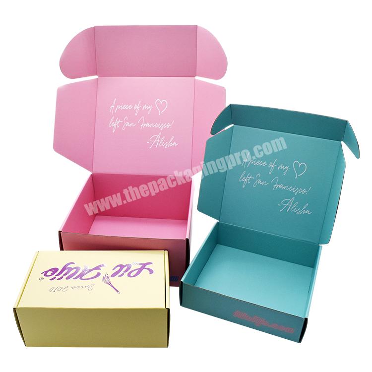 Manufacture Eco friendly kraft shipping boxes white black pink custom logo cardboard mailer box for hair clothing cosmetic