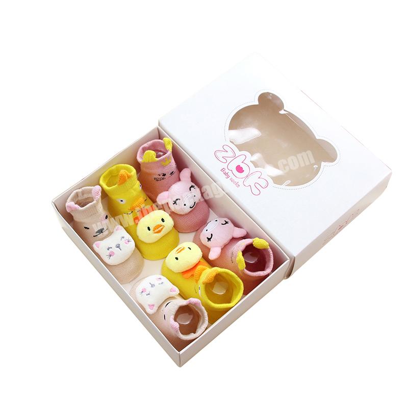 Manufacturer Children Baby Gift Shoe Socks Paper Package Box with Pvc Window Coated Paper Decorate Paper Box Printing OEM Brand
