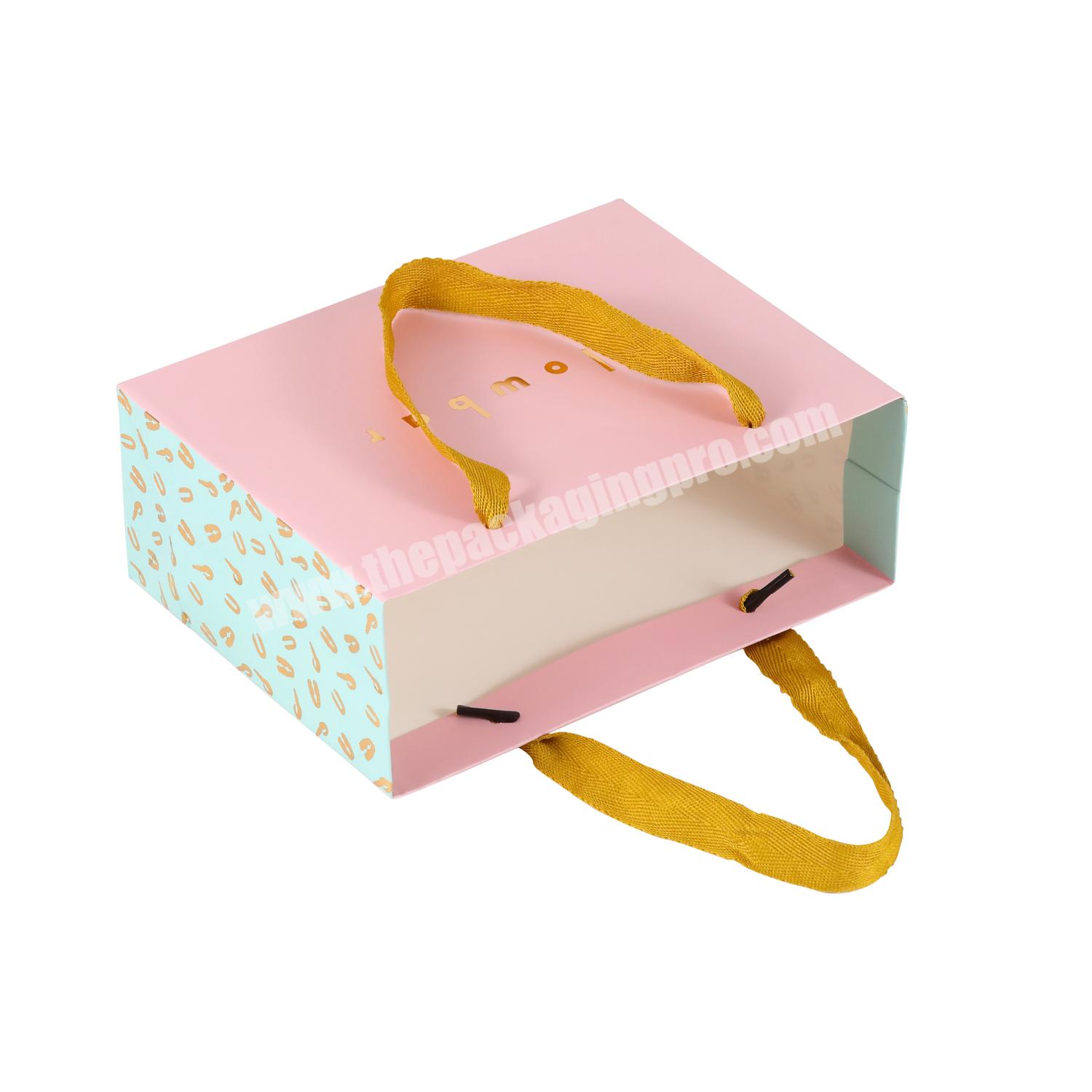 Matte Pink Color Paper Bag Luxury Boutique Packaging Paper Bag Custom Logo Printing