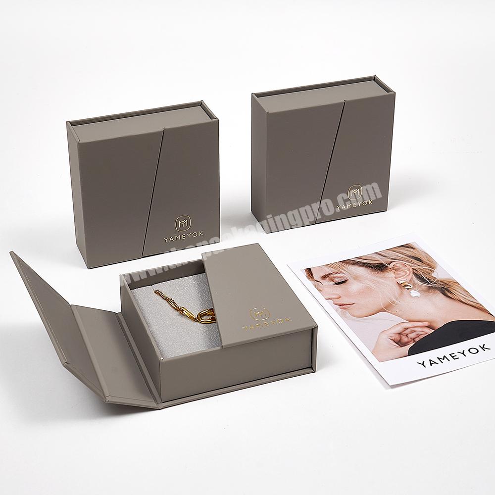 New Design Luxury Paper Gift Packaging Double Open Door Necklace Jewelry Box