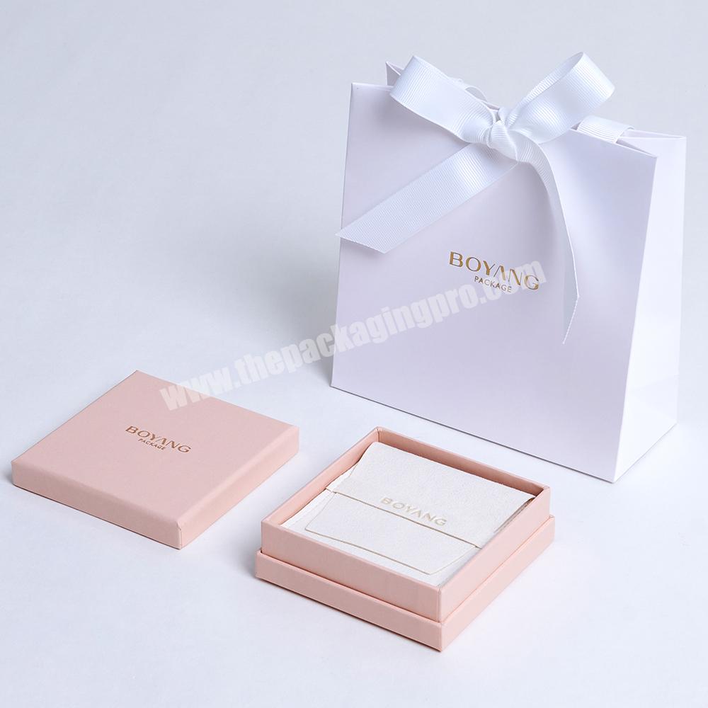 New Design Small liD and Base Pink Necklace Earring Paper Jewelry Boxes with Logo