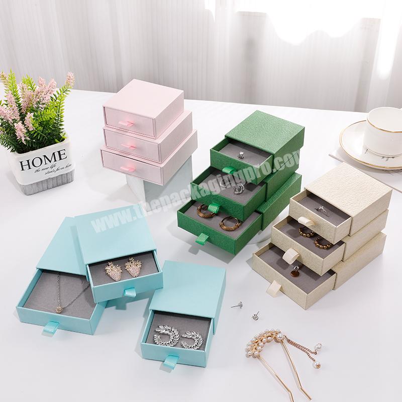 New arrival texture paper drawer sliding jewelry shipping box necklace bracelet gift box packaging