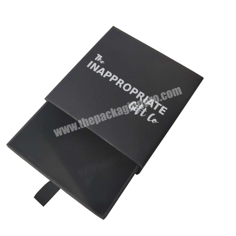 New arrival wholesale high quality paper gift card package boxes factory black matte box