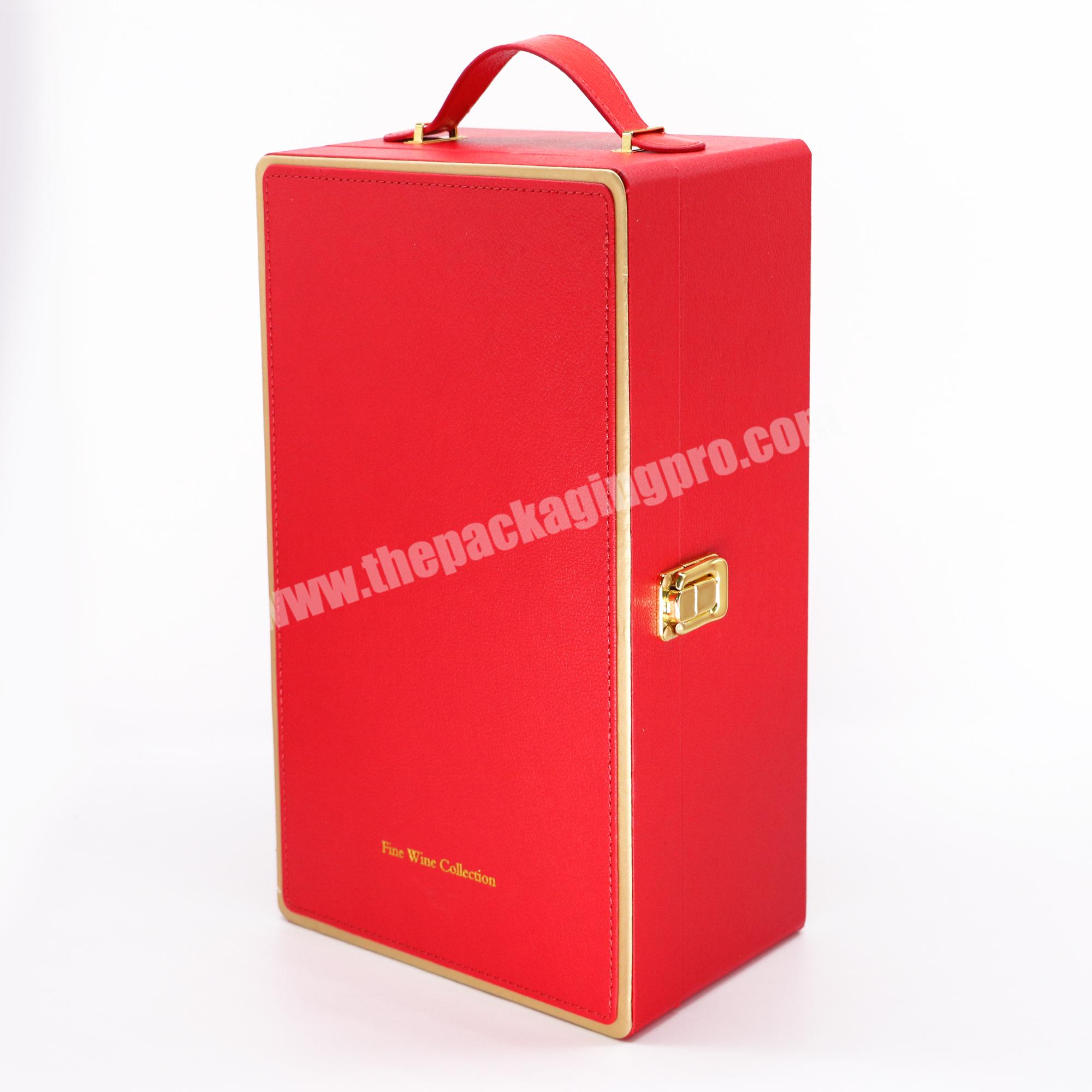 New custom logo wine bottle gift box portable luxury wine gift box accessrires set
