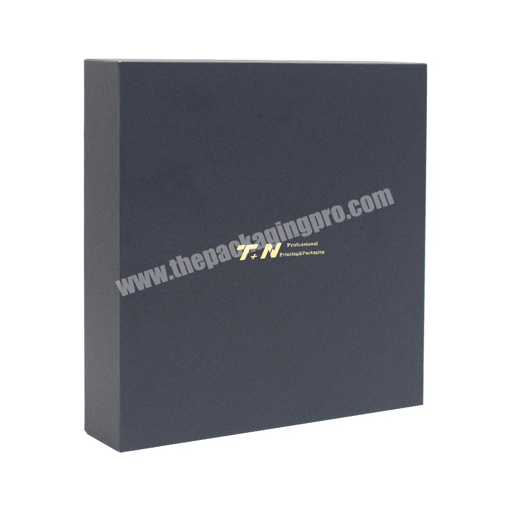 New design customize hot stamp golden logo black matte packaging luxury recycled lid and bottom boxes with card paper insert