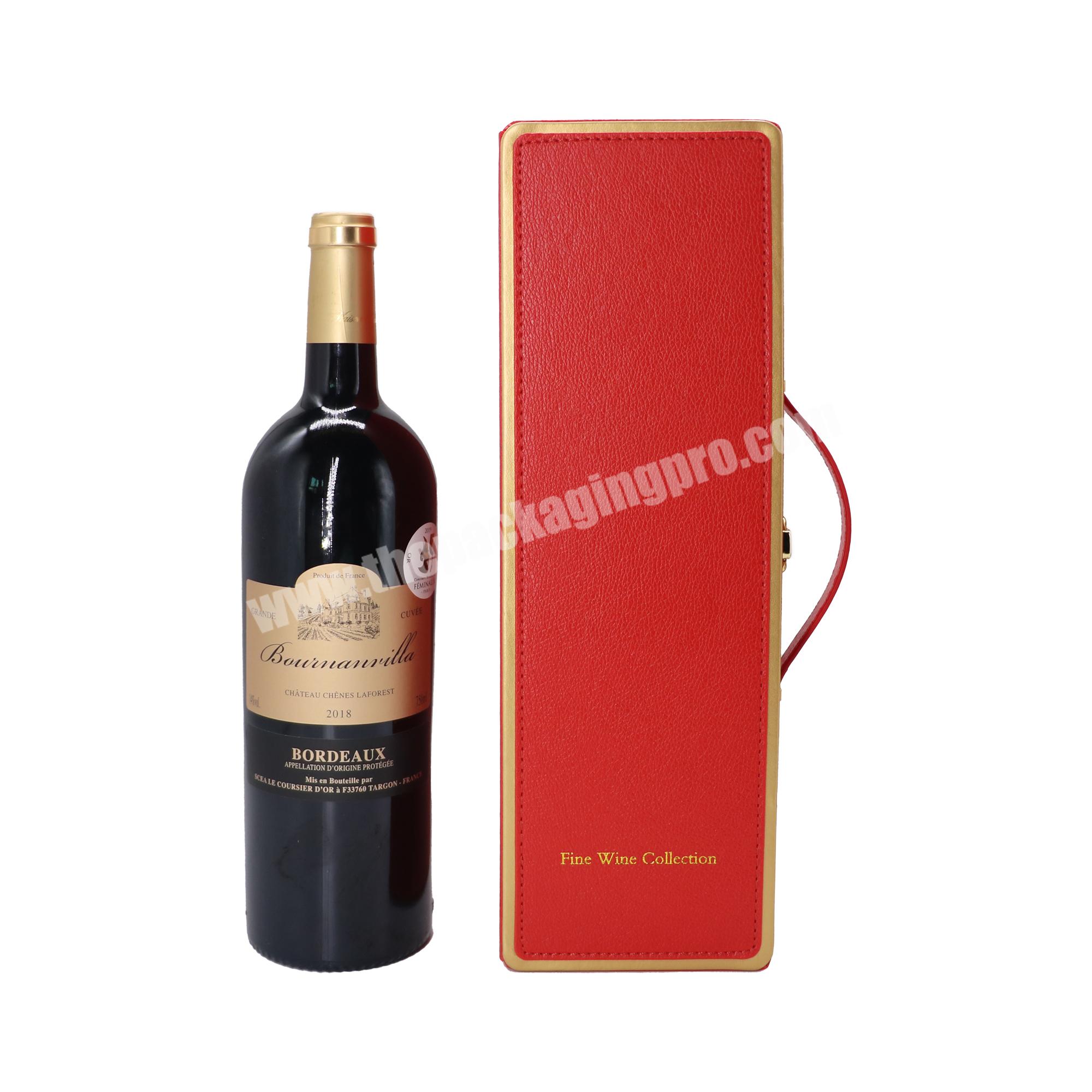 New design single wine bottle box leather wine packaging box carton box for wine