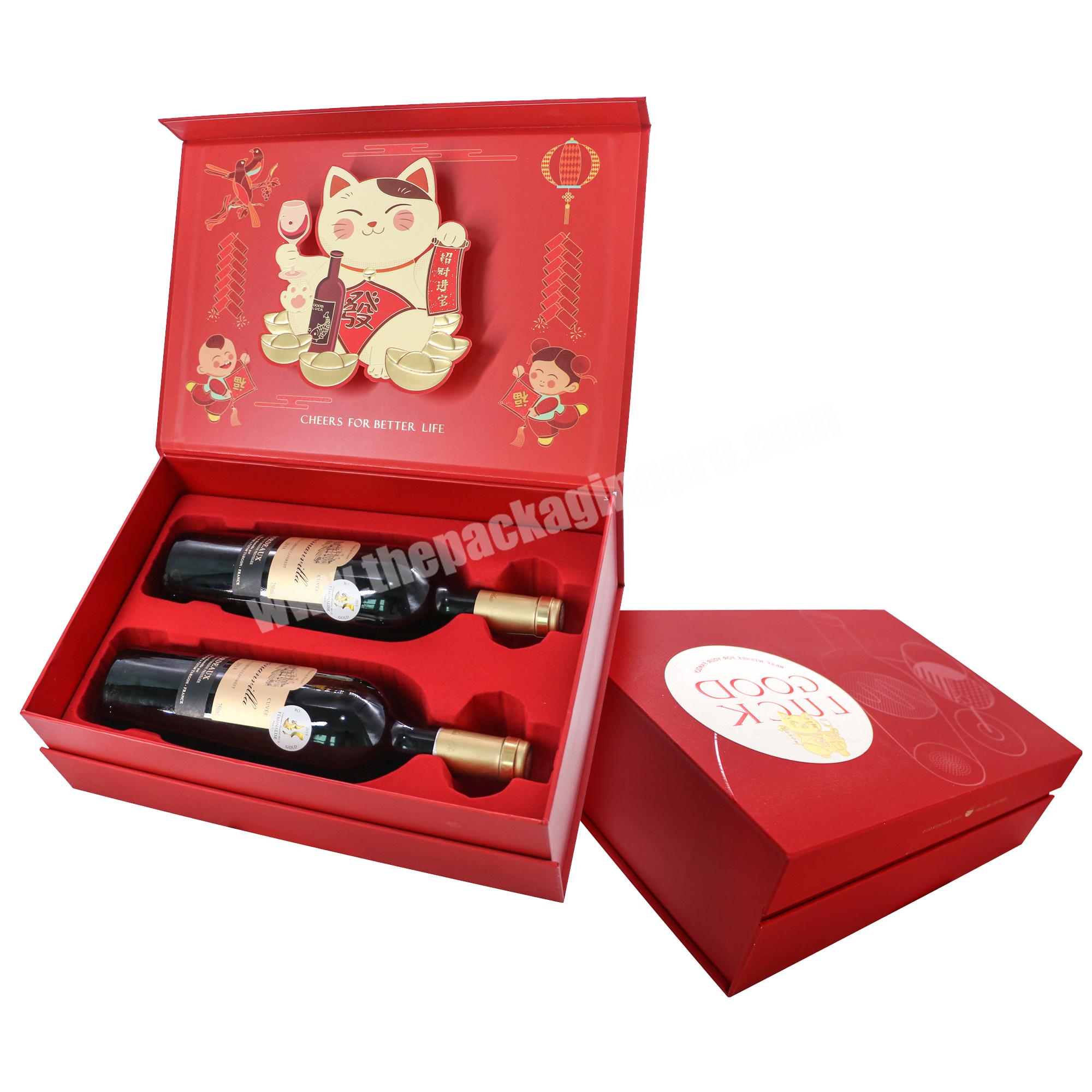 OEM  wine bottle box cardboard art wine charms box magnetic cardboard wine box
