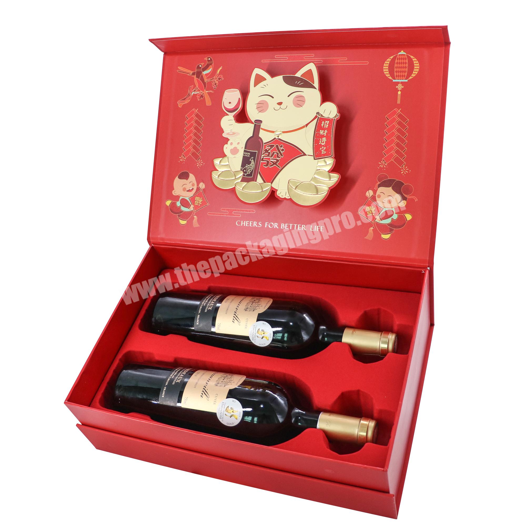 OEM  wine bottle box cardboard art wine charms box magnetic cardboard wine box