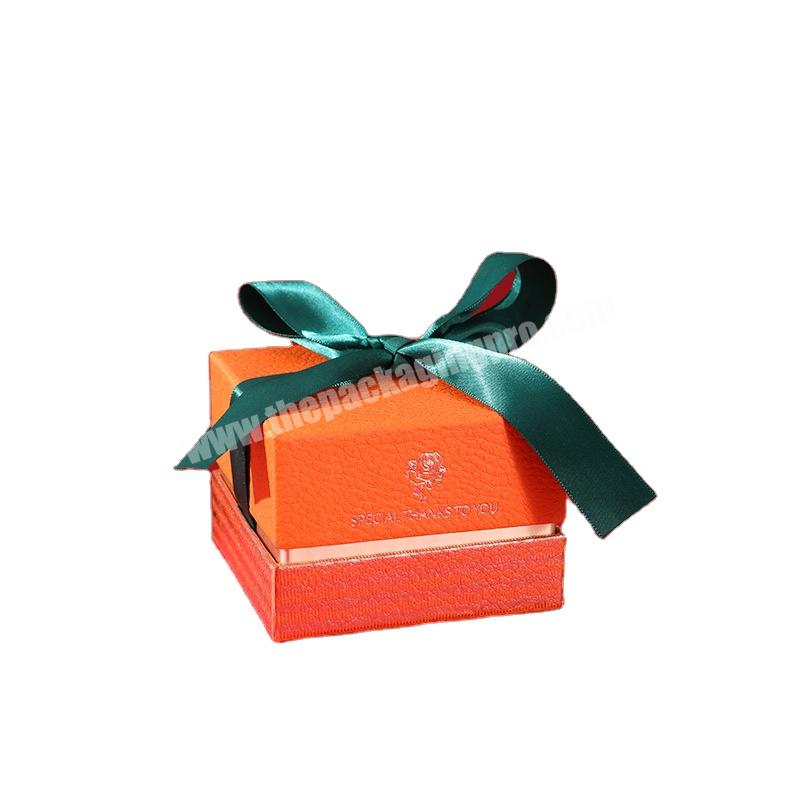 OEM Manufacturer Logo Luxury Ribbon Valentines Christmas Packaging Paper Lid and Base Jewelry Box