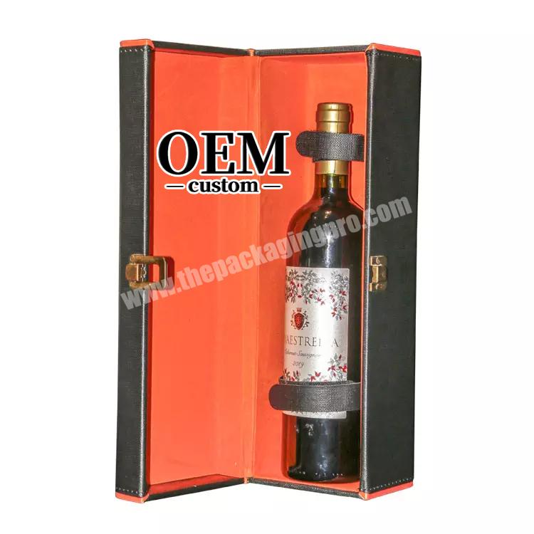 OEM logo wine box for wine bottle glass free proofing pu leather wine bottle gift box
