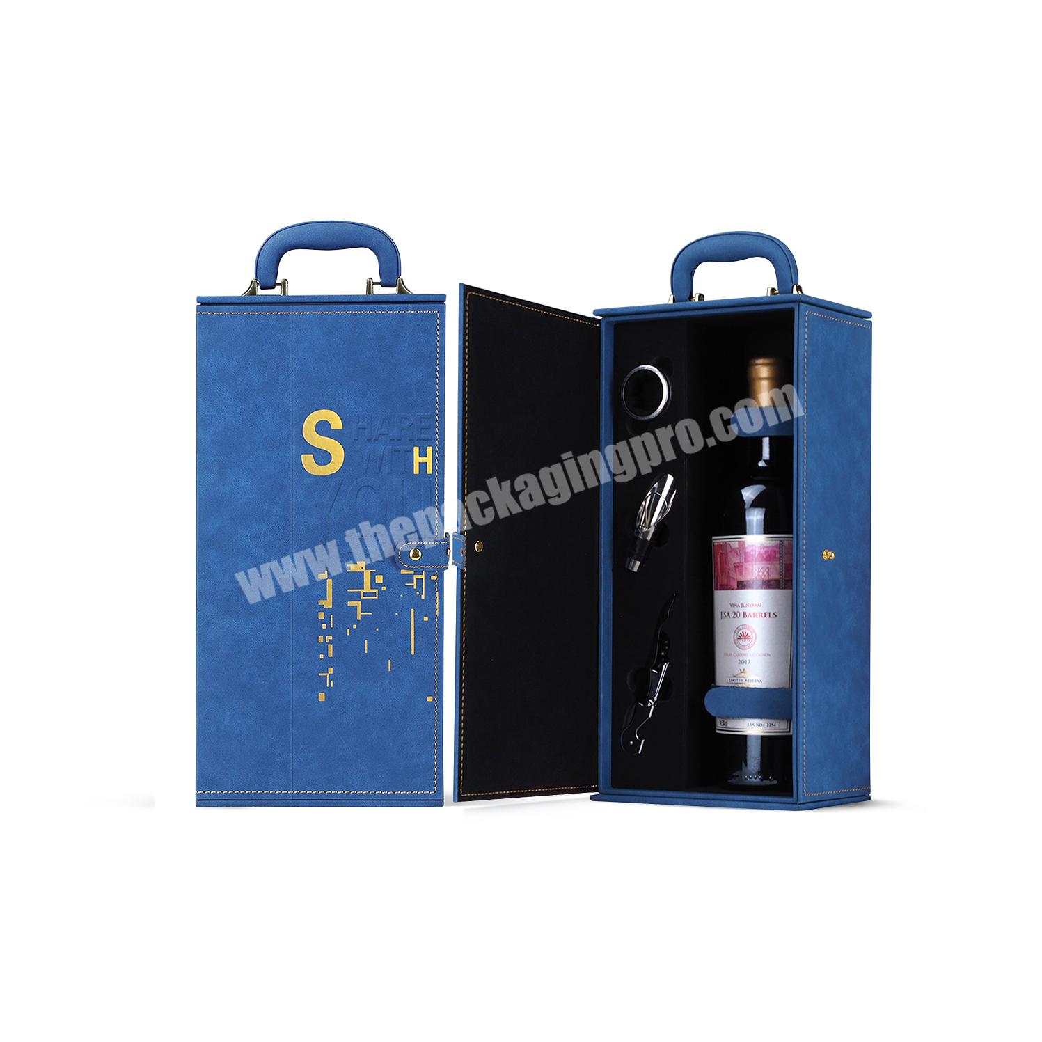 OEM portable leather wine box customized wine box wine gift box luxury with insert