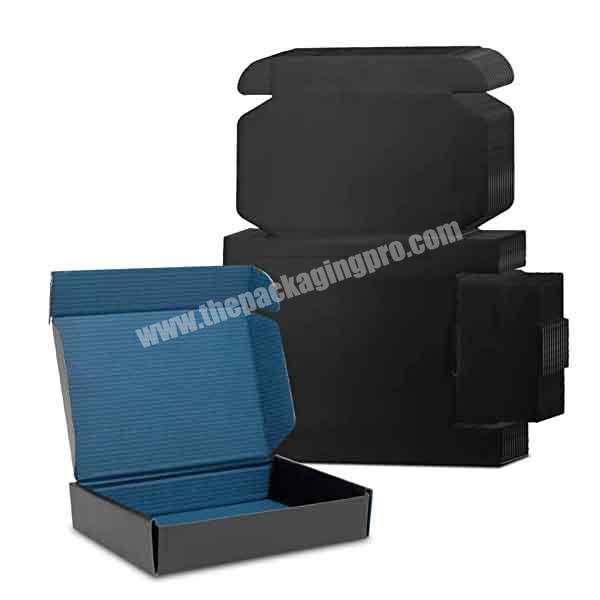 Oem manufacturer custom logo design black corrugated gift foldable mailer paper box packing