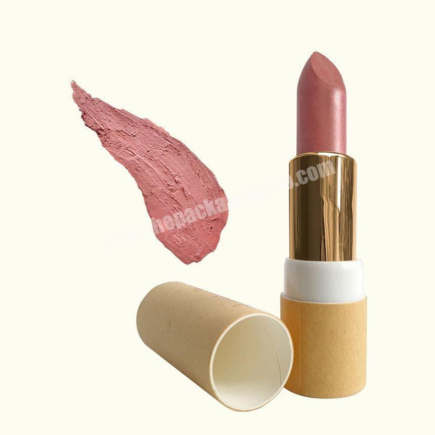 Oem own brand biodegradable cosmetic 2oz paper twist up lipstick tube packaging with printing and foil stamping