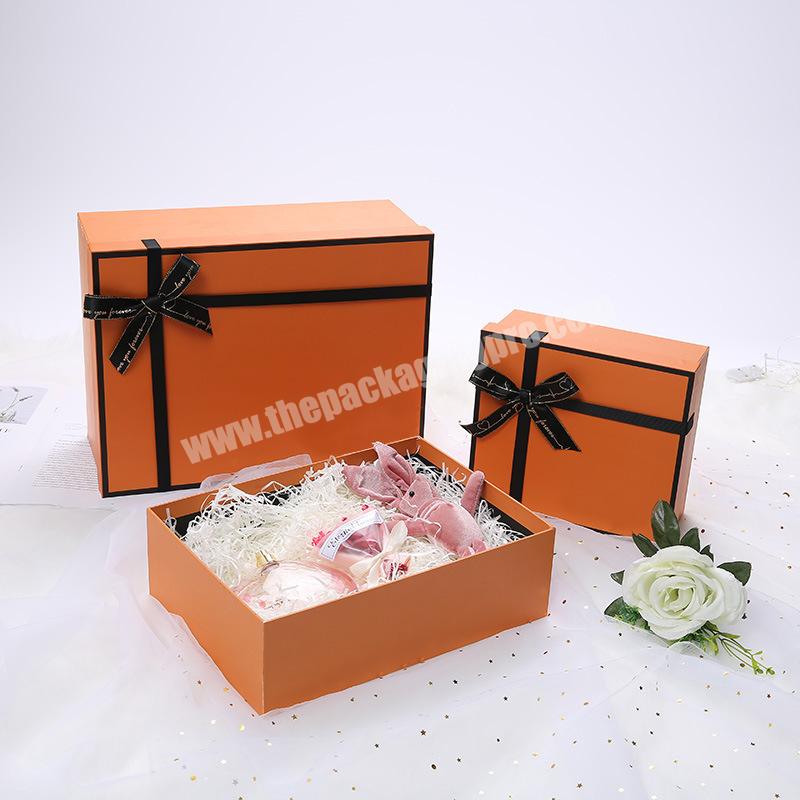 Orange heaven and earth cover packaging box bowknot large gift box skin care products thermos mug wallet gift box